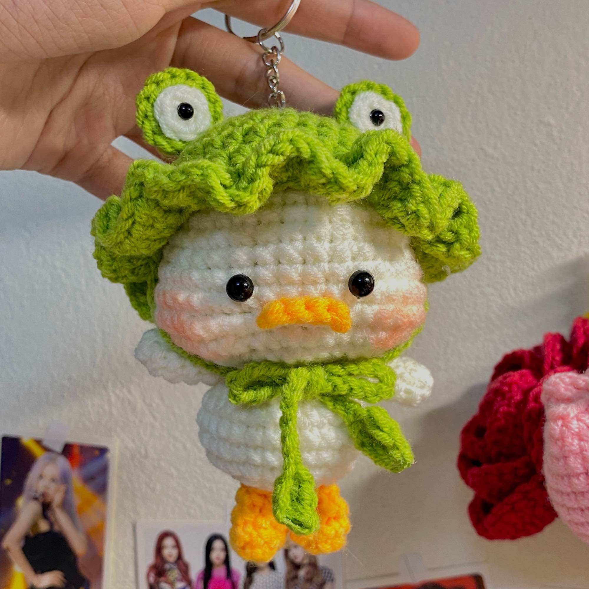 [ Hình thật ] Đồ handmade vịt đội mũ ếch bằng len siêu dễ thương