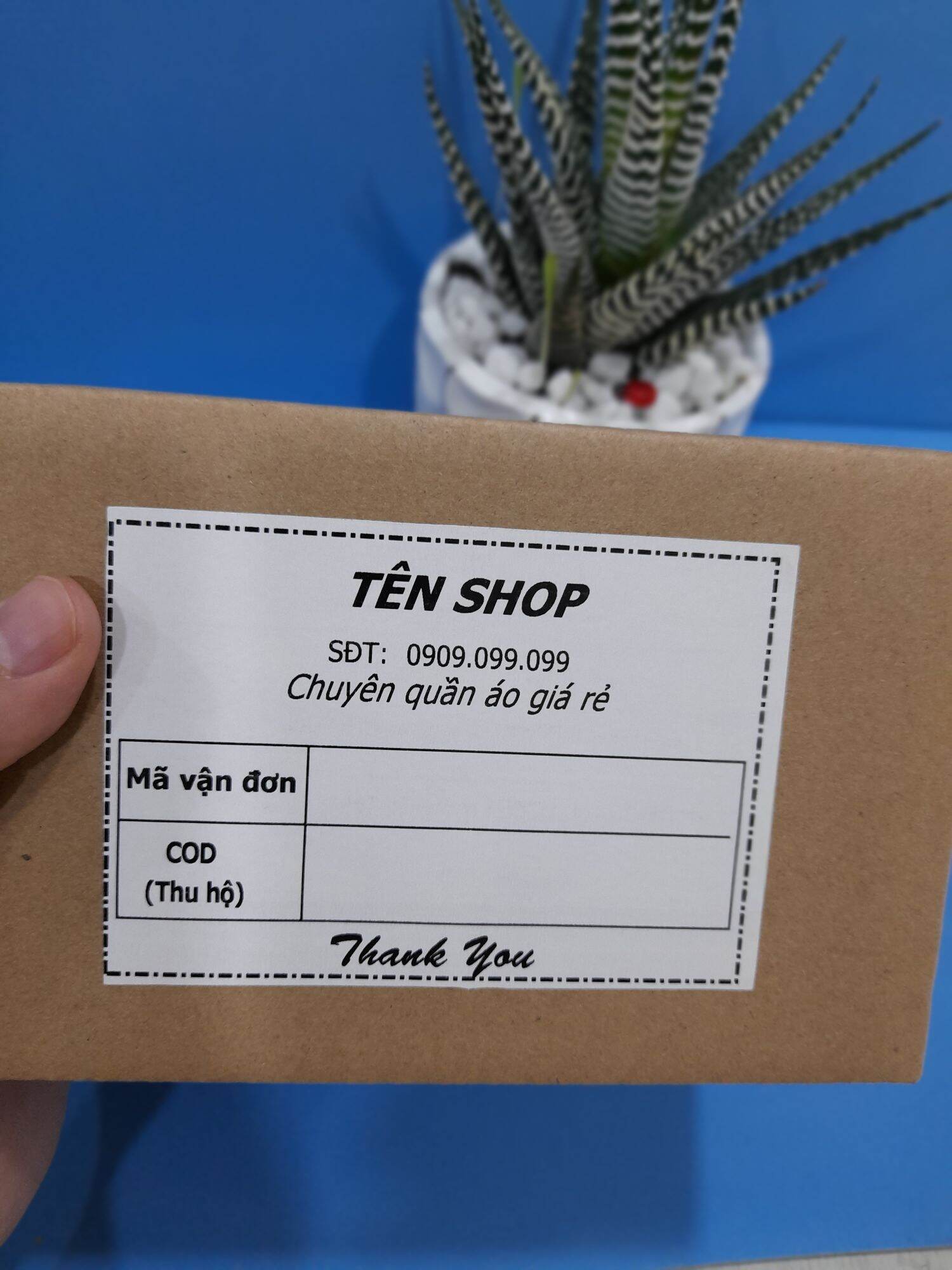50 Tem hóa đơn in sẵn thông tin shop bóc dán kích thước 10x7cm
