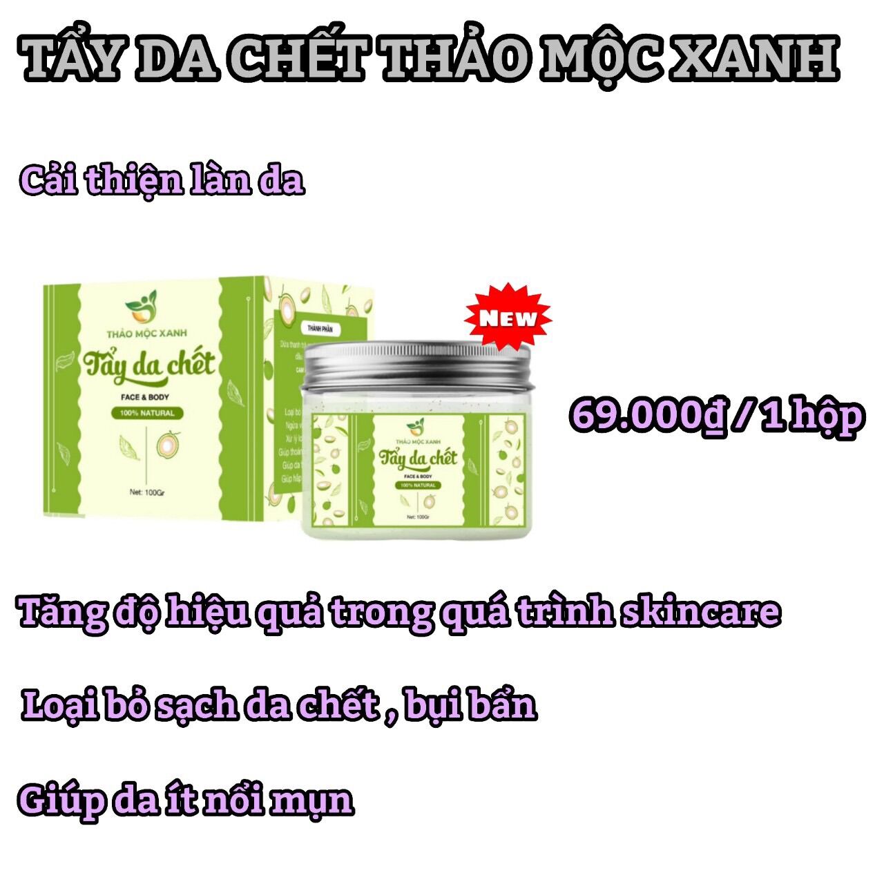 [Sẵn Hàng] Tẩy Da Chết Thảo Mộc Xanh 100g