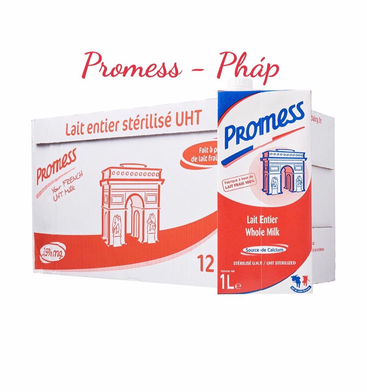 THÙNG 6 HỘP 1L SỮA NGUYÊN KEM PROMESS PHÁP ( 1 Hộp/ 1L )