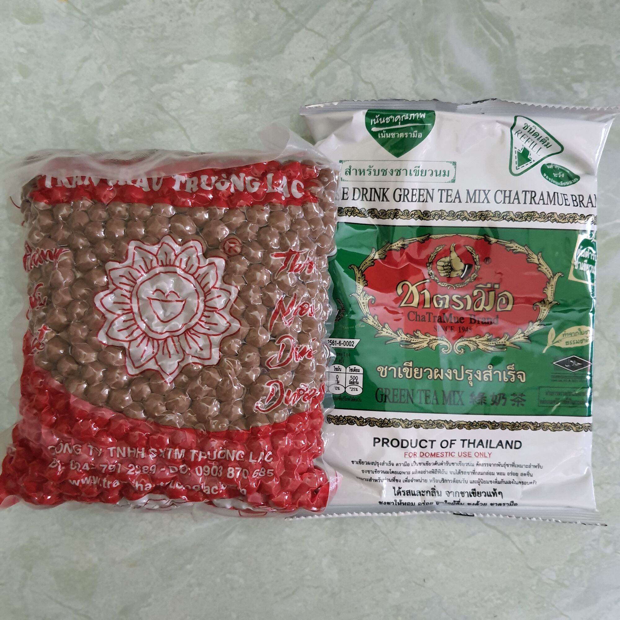 Combo 1 gói trân châu đen và 1 gói trà thái xanh chuẩn xịn