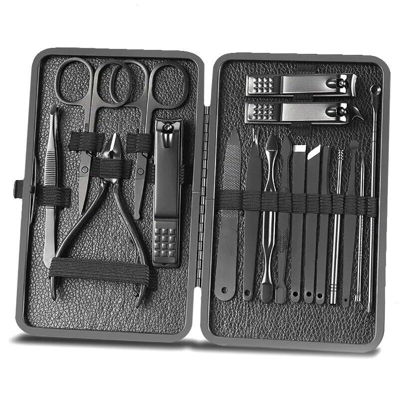 18 pcs làm móng tay cắt nail clipper set hộ gia đình thép không gỉ tai muỗng móng tay cắt móng tay móng chân kéo công cụ