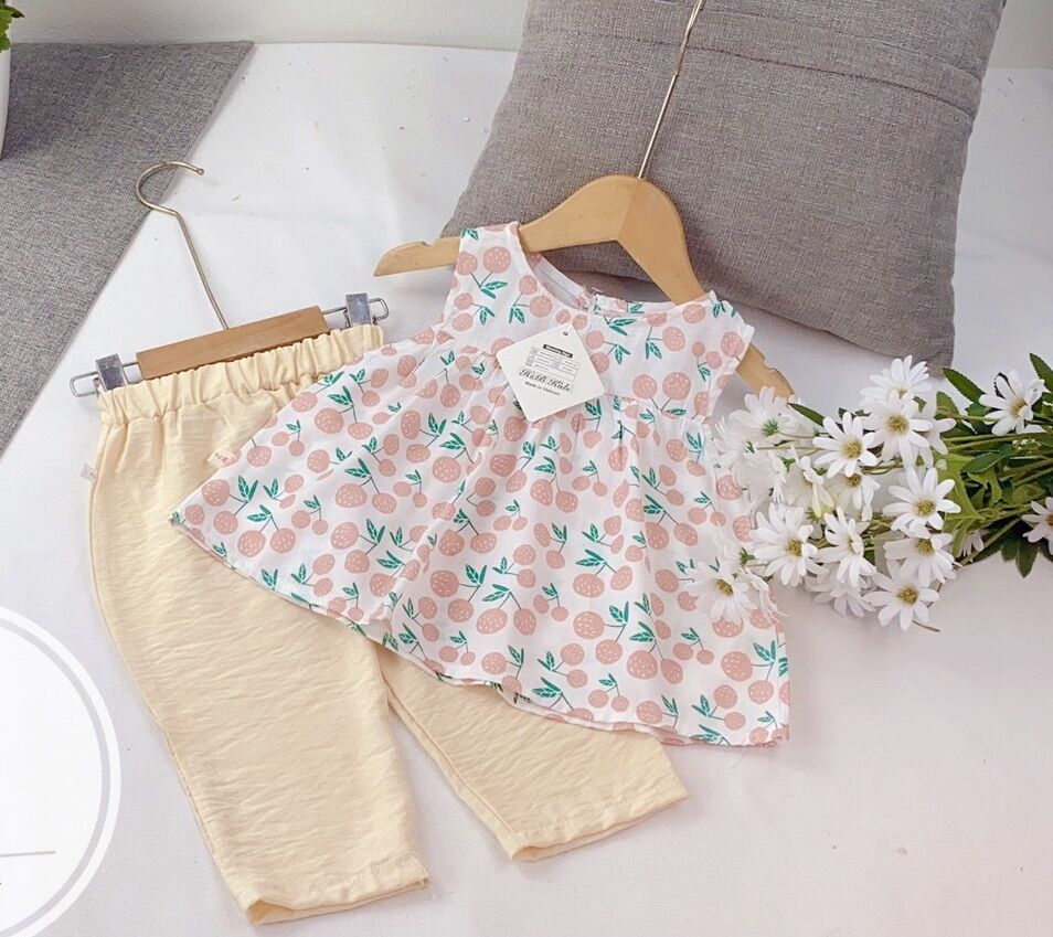 Set bộ thiết kế đũi lụa bé gái