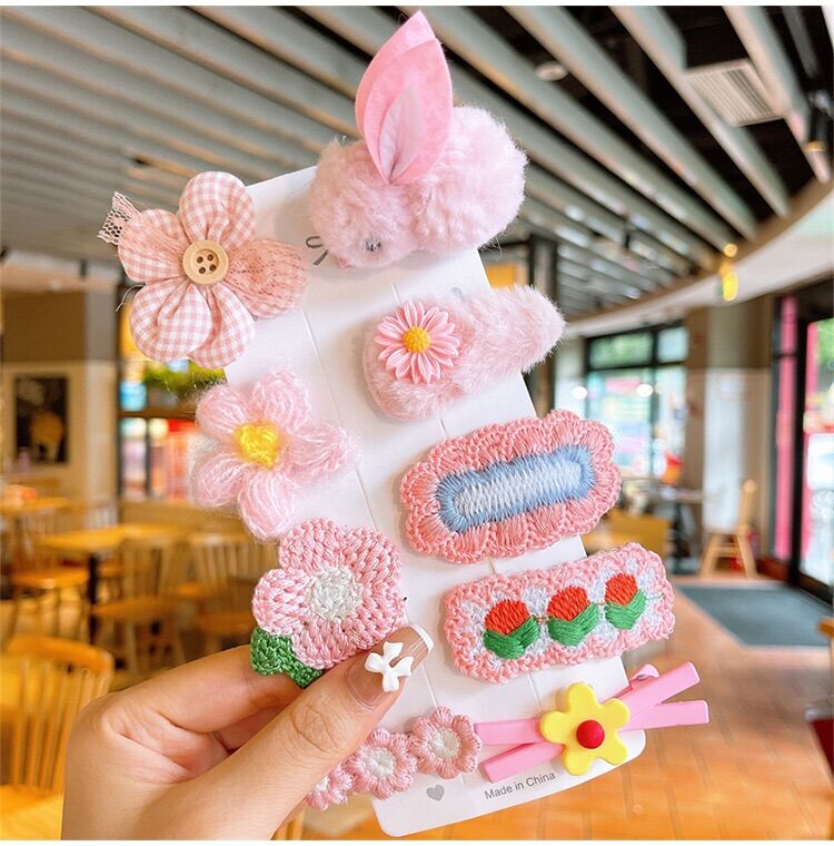 Set kẹp tóc bé gái len 9 chi tiết đặc sắc(Giá Sỉ) KhoSiViVi