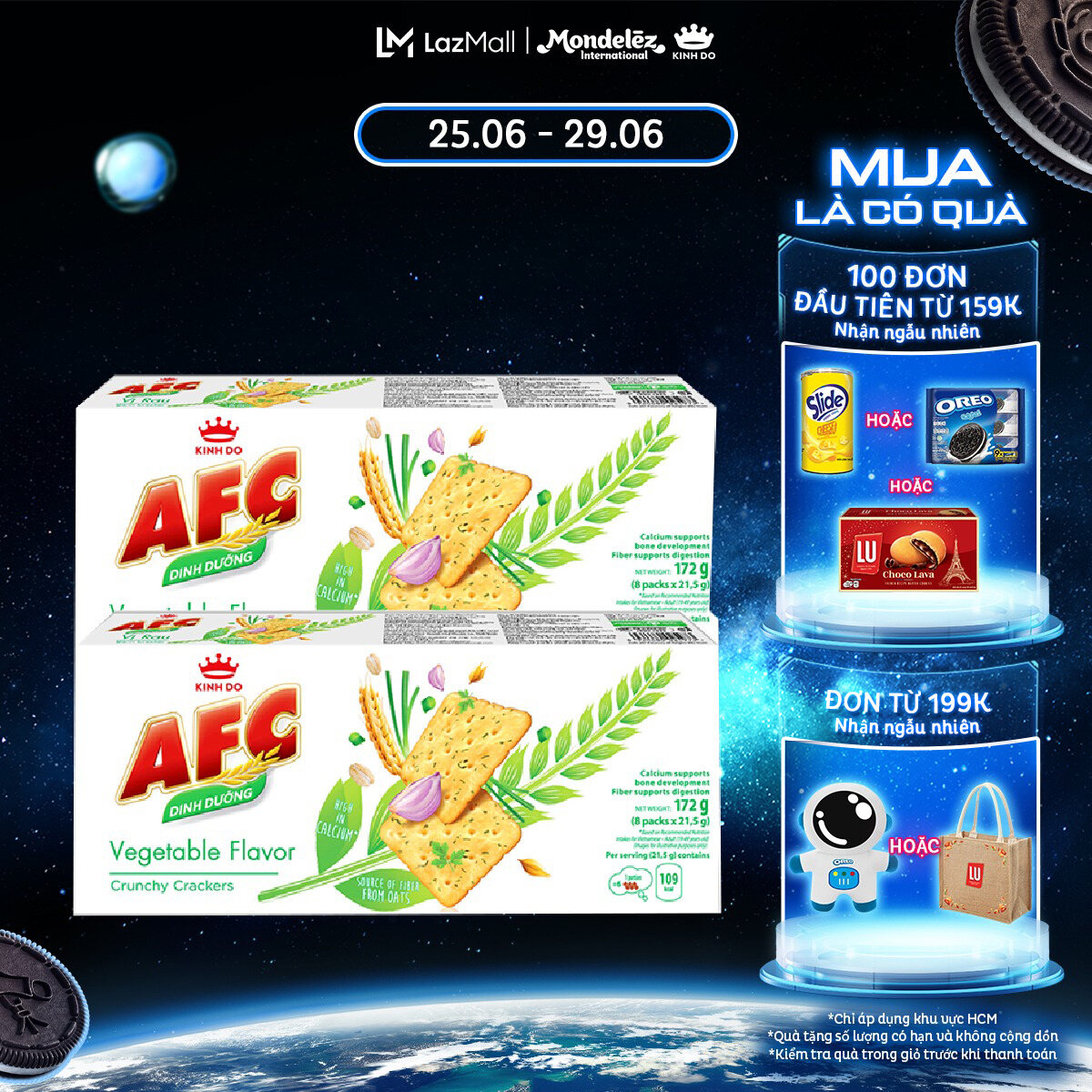 Bánh Cracker Dinh Dưỡng AFC Vị Rau, Combo 2 Hộp X 172G