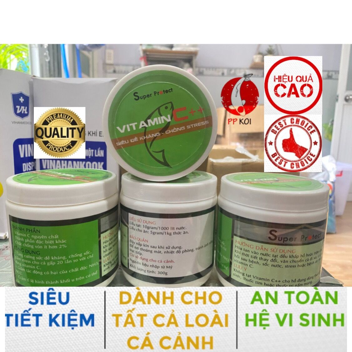 Vitamin c++ super protect dùng cho cá koi, cá vàng, cá rồng và guppy - hủ 300gr
