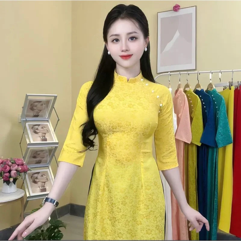 áo dài gấm tơ  truyền thống Cao cấp
