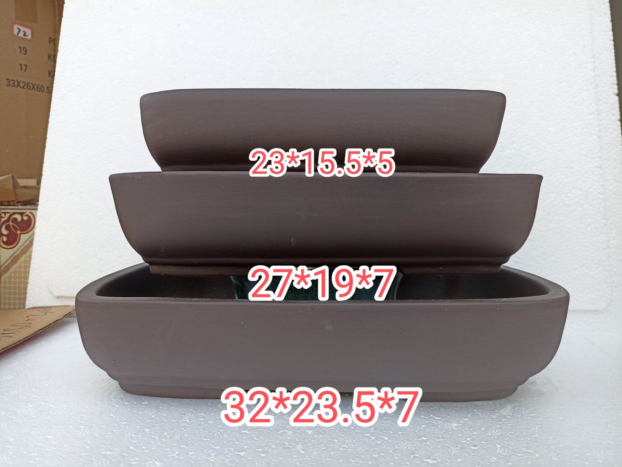 Bộ 3 chậu chữ nhật dáng cổ