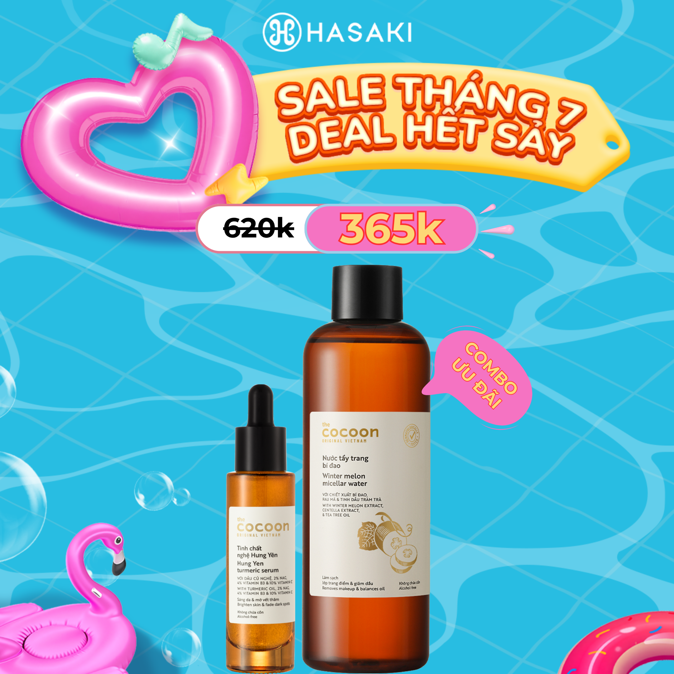 [SIÊU GIẢM GIÁ] Combo Cocoon Tinh Chất Nghệ Hưng Yên 30ml + Nước Tẩy Trang Bí Đao 500ml Hasaki Sản Phẩm Chính Hãng