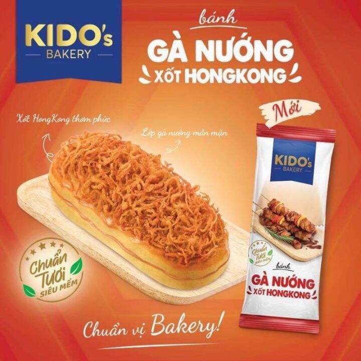 COMBO 5GÓI BÁNH MÌ TƯƠI GÀ NƯỚNG SỐT HỒNG KÔNG KIDO (55gr/gói)