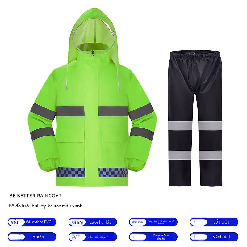 Light-reflecting Raincoat "Rain-proof Pants Set Traffic Road Administration Duty Safe Sanitation High-Speed Fluorescent Patrol Warning Split Type Poncho