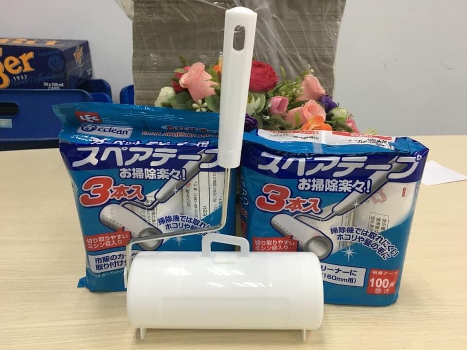 [HÀNG CHÍNH HÃNG] Bộ Cây lăn tóc, lăn bụi + 3 cuộn Lăn bụi đa năng, lăn quần áo, bụi bẩn Drap giường, sofa, vụn bánh....