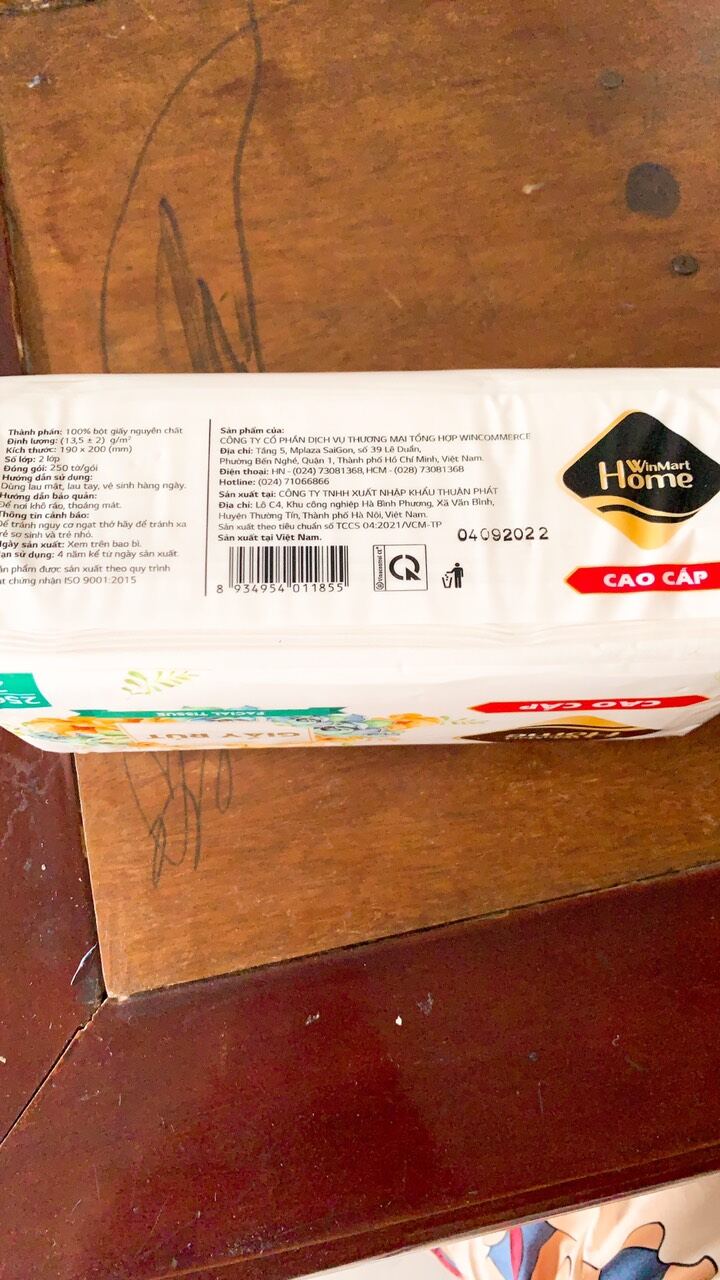 Khăn giấy rút Vinmart 250 tờ