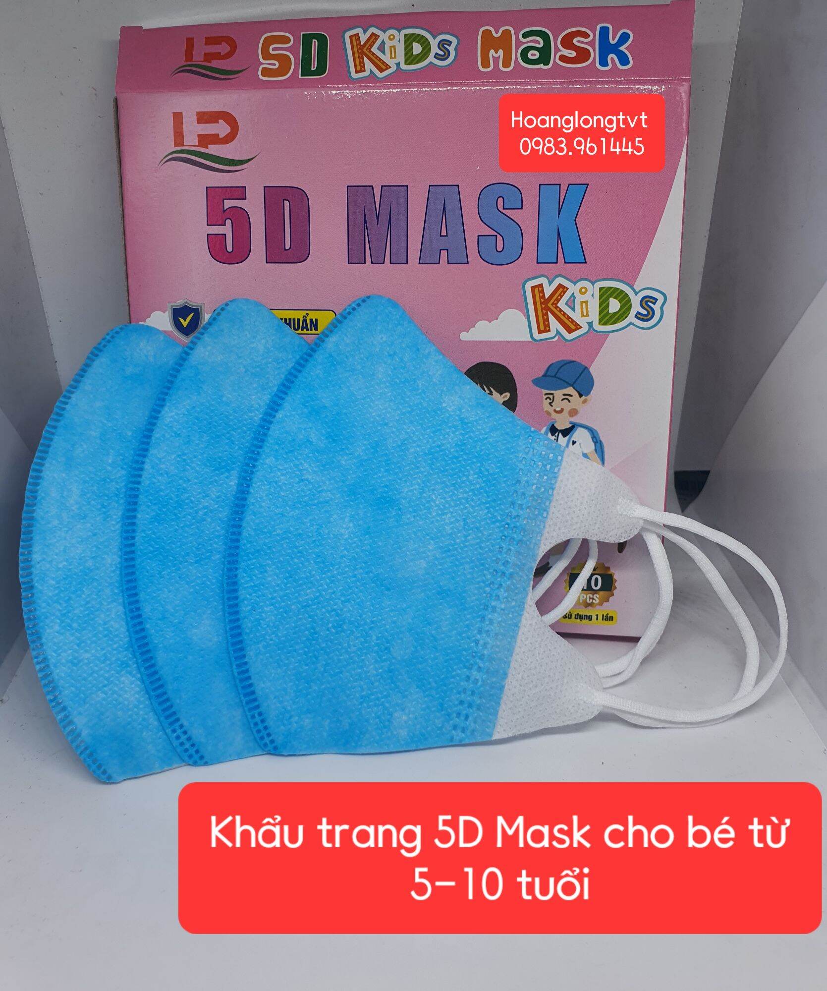 Khẩu trang y tế 5d mask cho bé lớn từ 5 - 10 tuổi