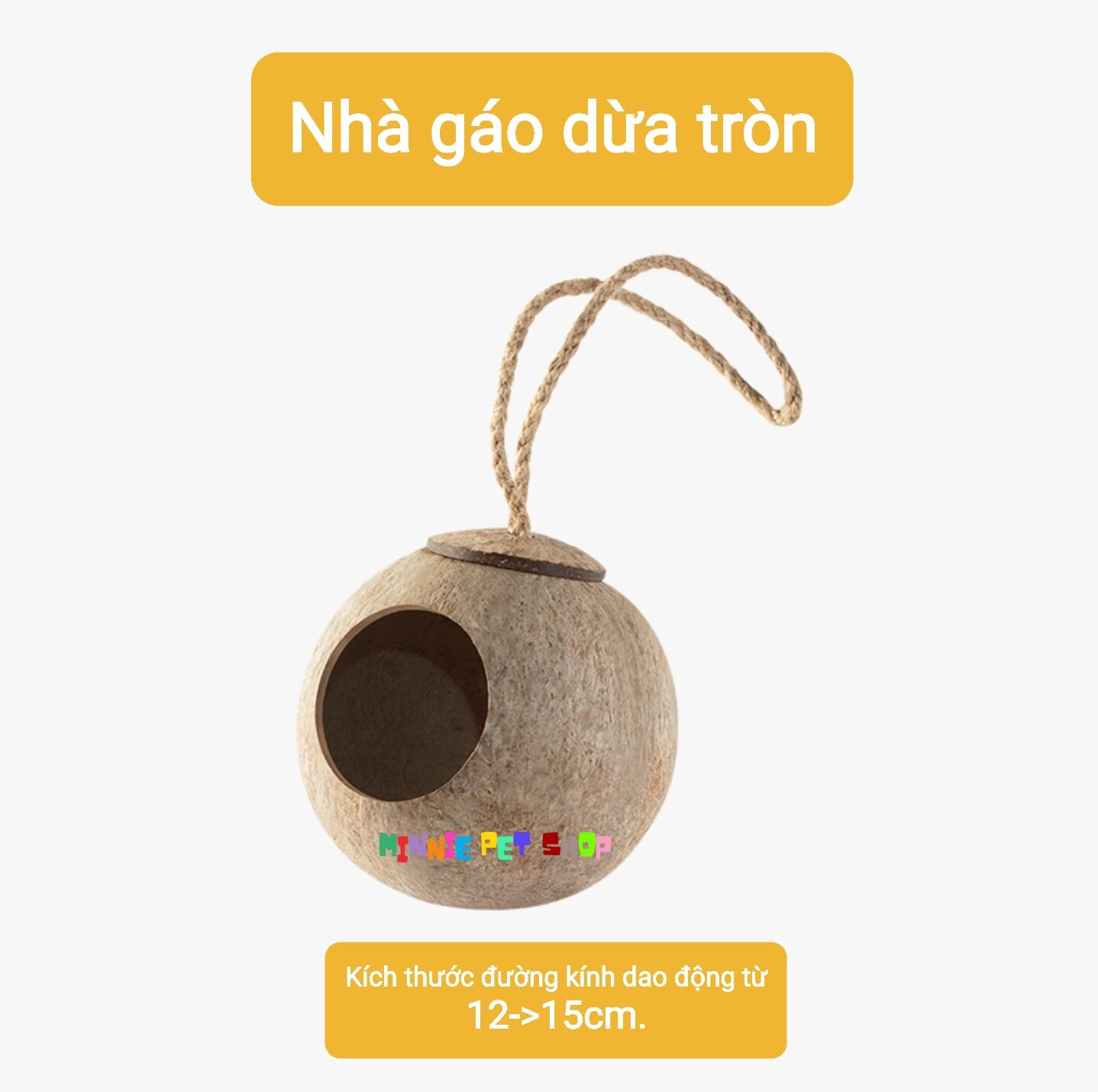 Nhà ngủ gáo dừa tròn cho hamster, sóc bay úc, sóc bông, sóc đất