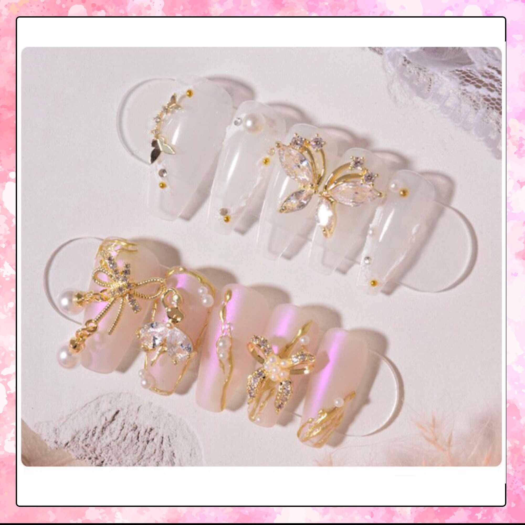 Charm nail, charm bướm, phụ kiện đá trang trí móng cao cấp