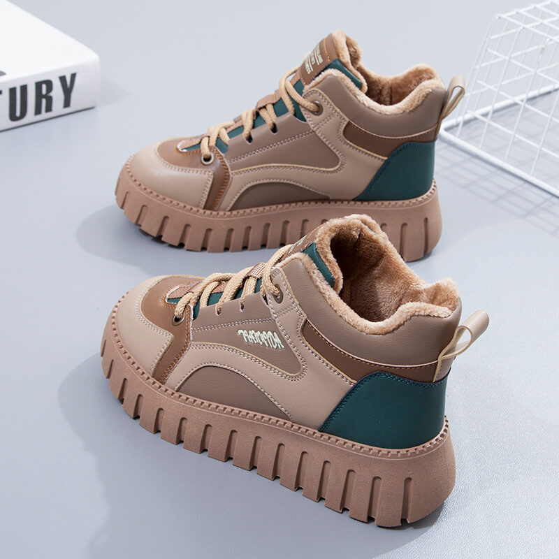 Giày Chunky Sneaker Cổ Cao Dễ Phối Warrior Giày Bông Giữ Ấm Dày Dặn Lót