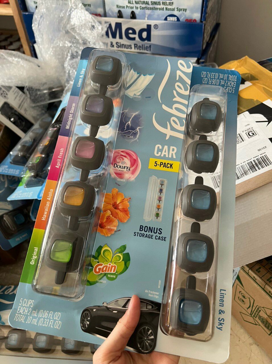 Nước hoa xe hơi febreze car set 5 cái x2ml usa/axe 20gr