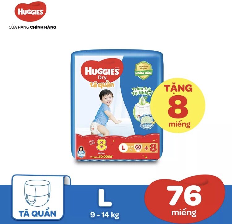 Tã quần huggies m74+8/l68+8/xl62+6/ xxl56+6