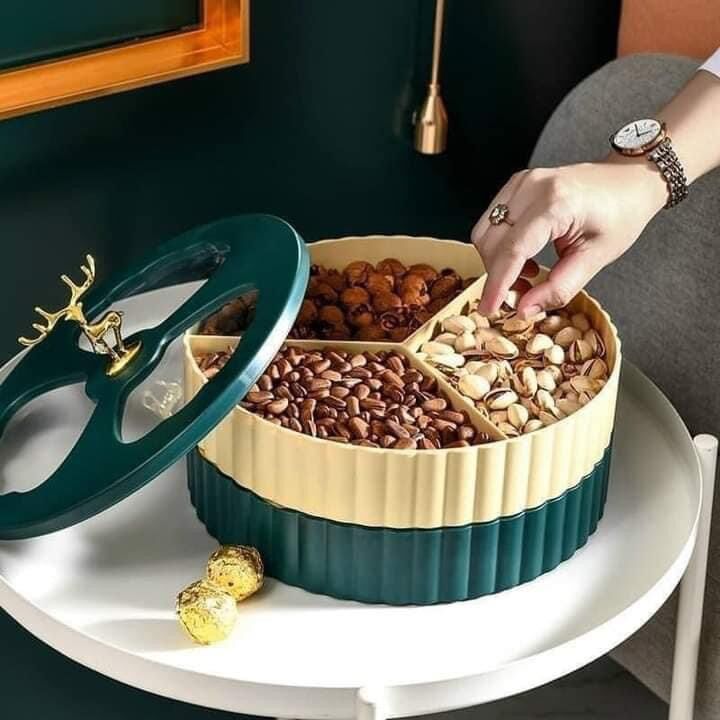 Khay mứt 2 tầng tuần lộc