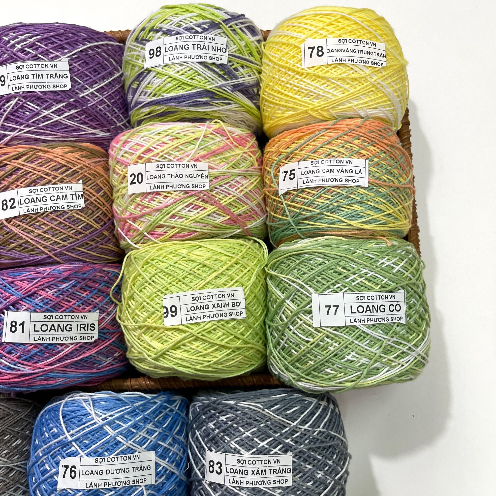 Sợi Cotton Việt Nam Màu Loang 100gr
