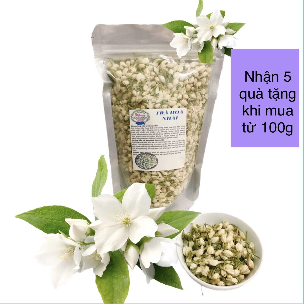 Trà hoa nhài nụ nguyên bông, trà hoa lài sấy khô 100g