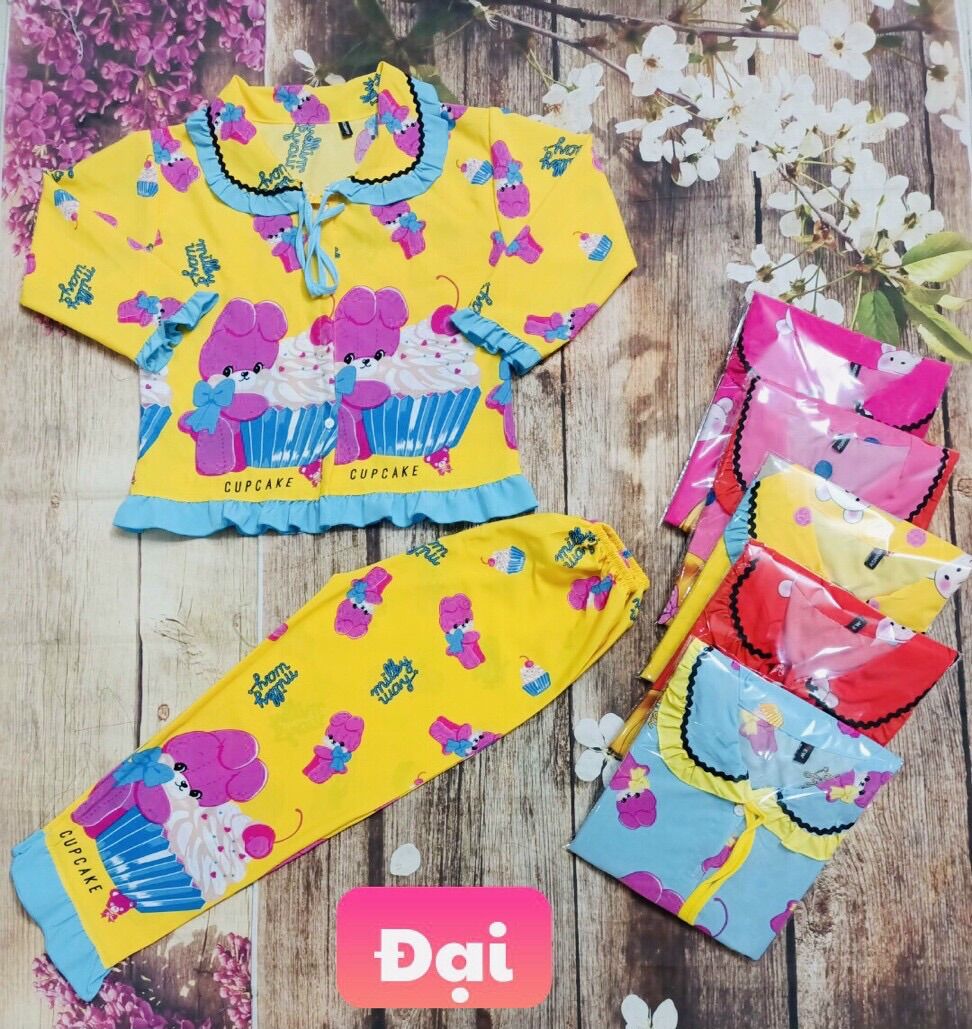 (HCM) BỘ PIJAMA LỤA TIỂU THƯ DÀI TAY CHO BÉ 20-36kg ( Ngẫu nhiên)