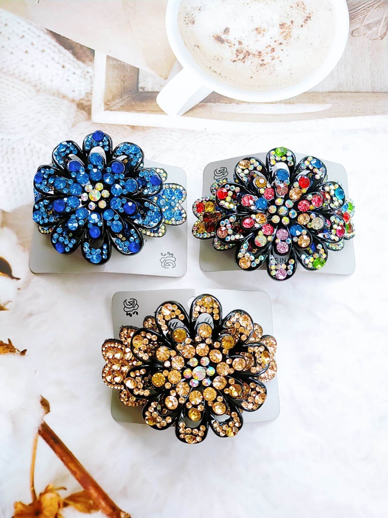 Kẹp tóc phía sau đính đá lấp lánh loại 10cm