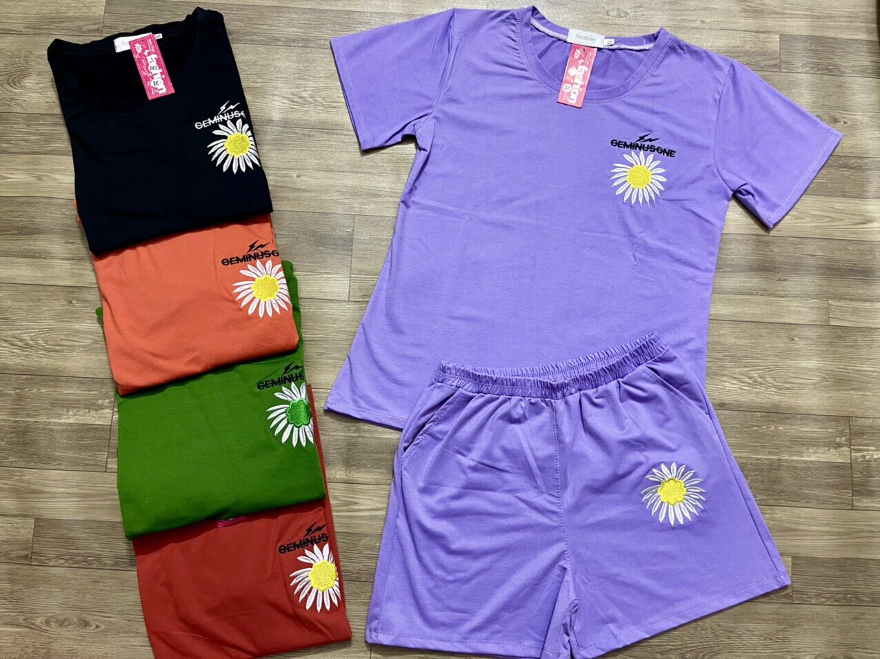 [KÈM ẢNH VIDEO THẬT + CÓ BIGSIZE TỚI 85KG] Set bộ thun đùi thêu chất liệu cotton