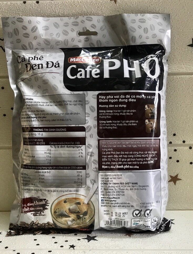 Cà phê đen đá Maccoffee Cafe Phố (túi 35 gói x 16g)