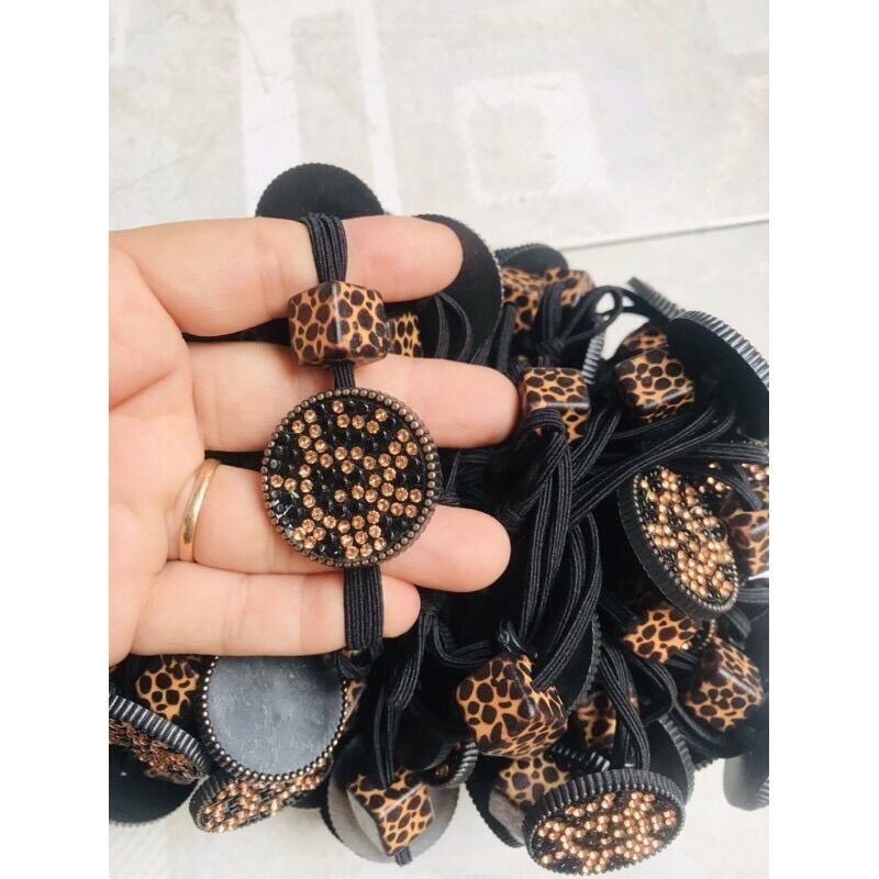 🌟🌟Set 20 Dây Cột Tóc Ngọc Màu Da Beo (Hình Thật)
