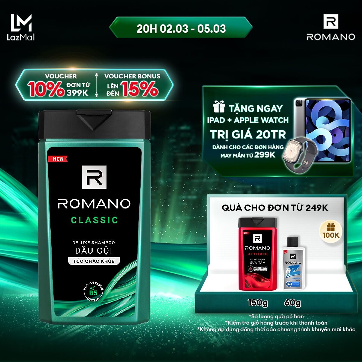 Dầu gội Sạch gàu Romano Classic 180g