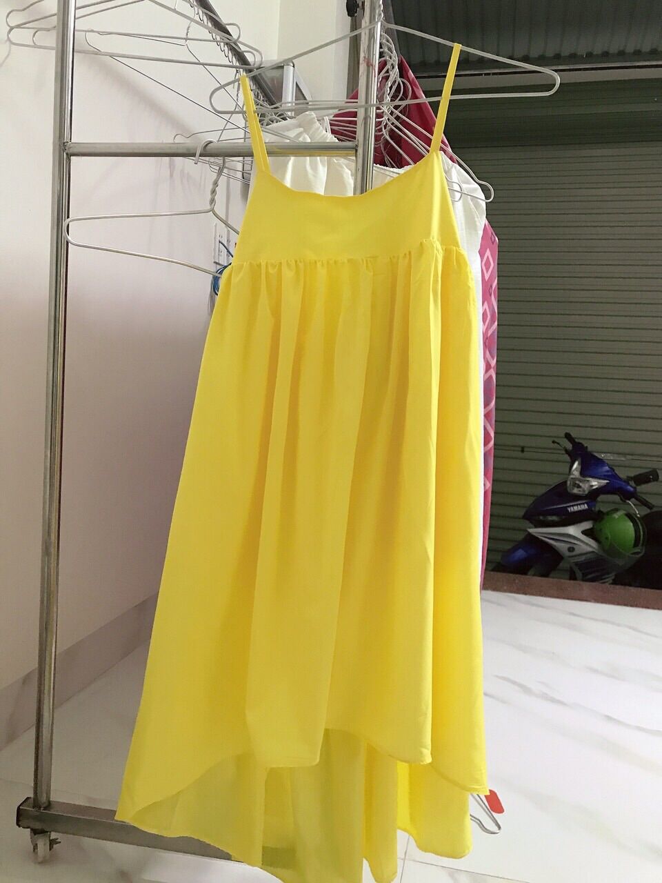 Đầm maxi 2 dây dáng babydoll kèm ảnh thật(freesize dưới 65kg)