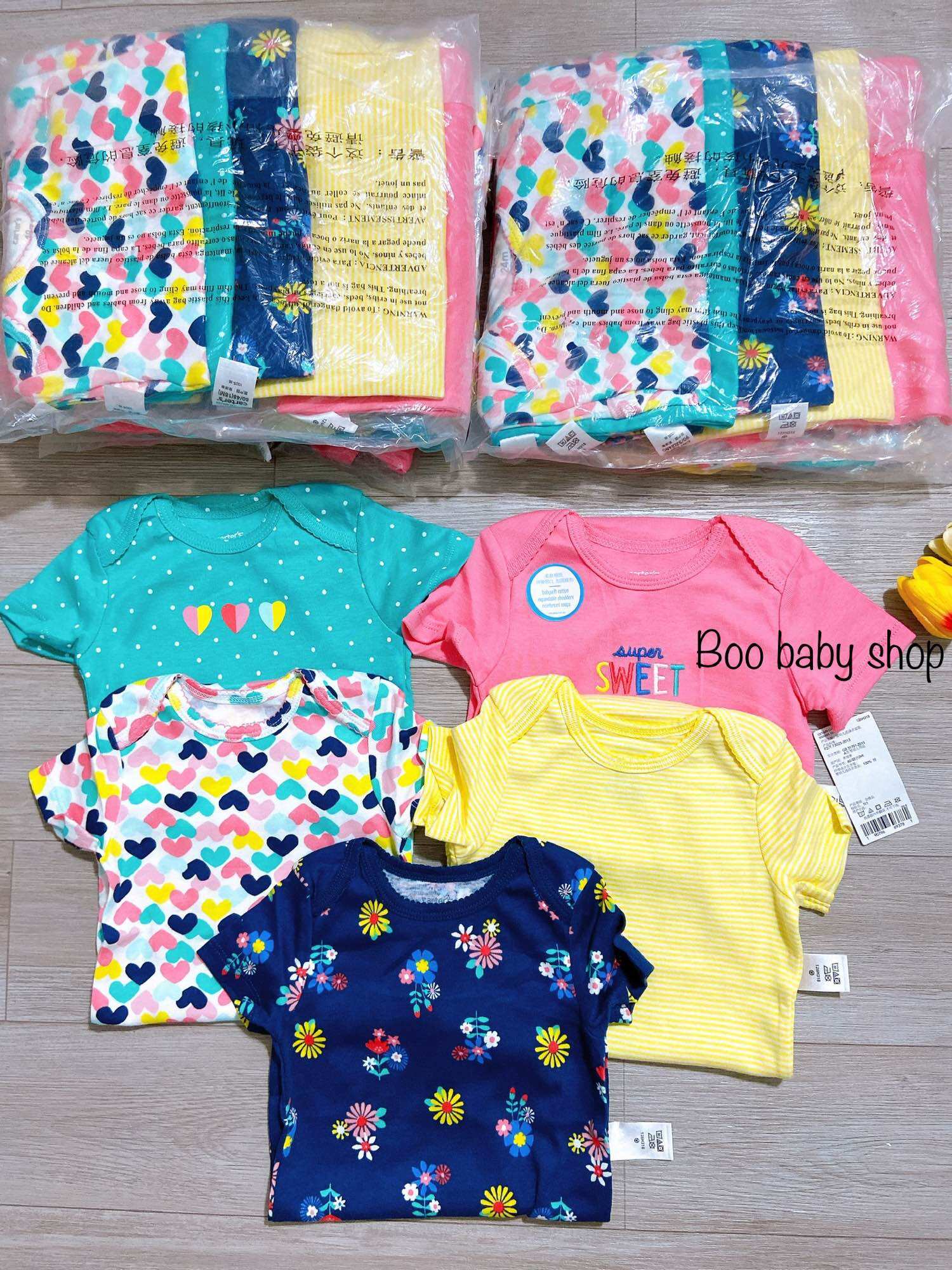 Set 5 bộ bodysuit bé gái 6-24m
