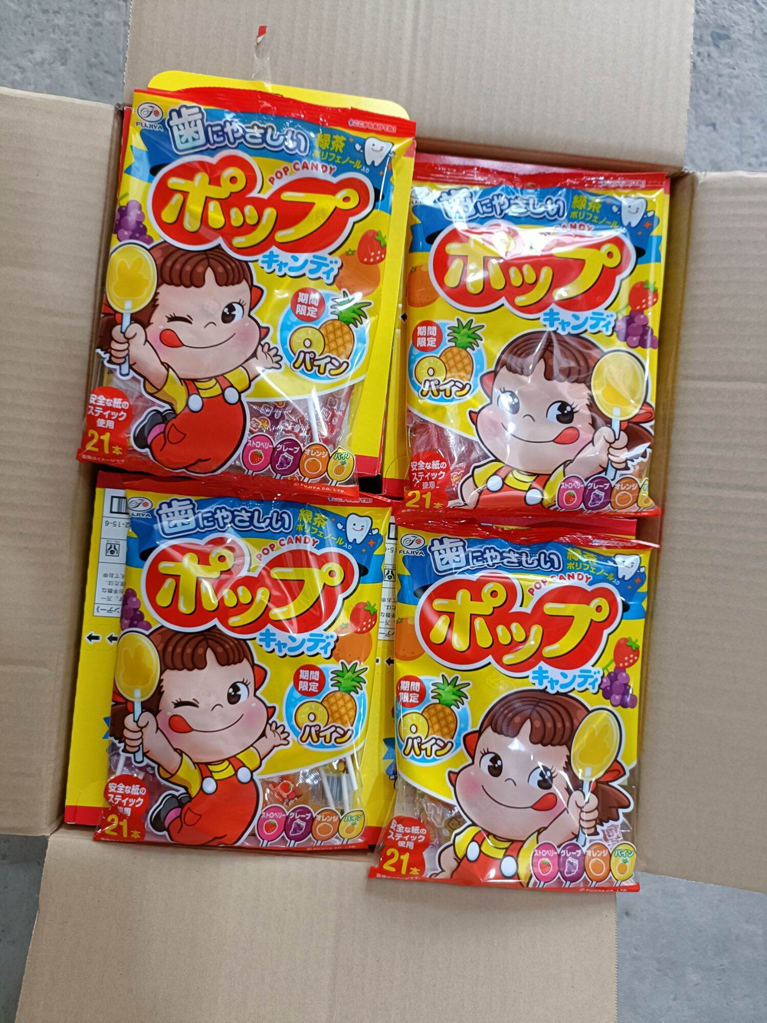 Kẹo mút không sâu răng của POP Candy 1bịt 21 cây,4 vị trái cây cho bé