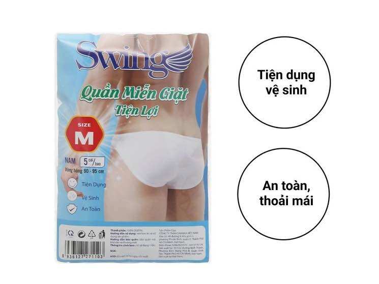 5 cái quần lót miễn giặt nam Swing size M