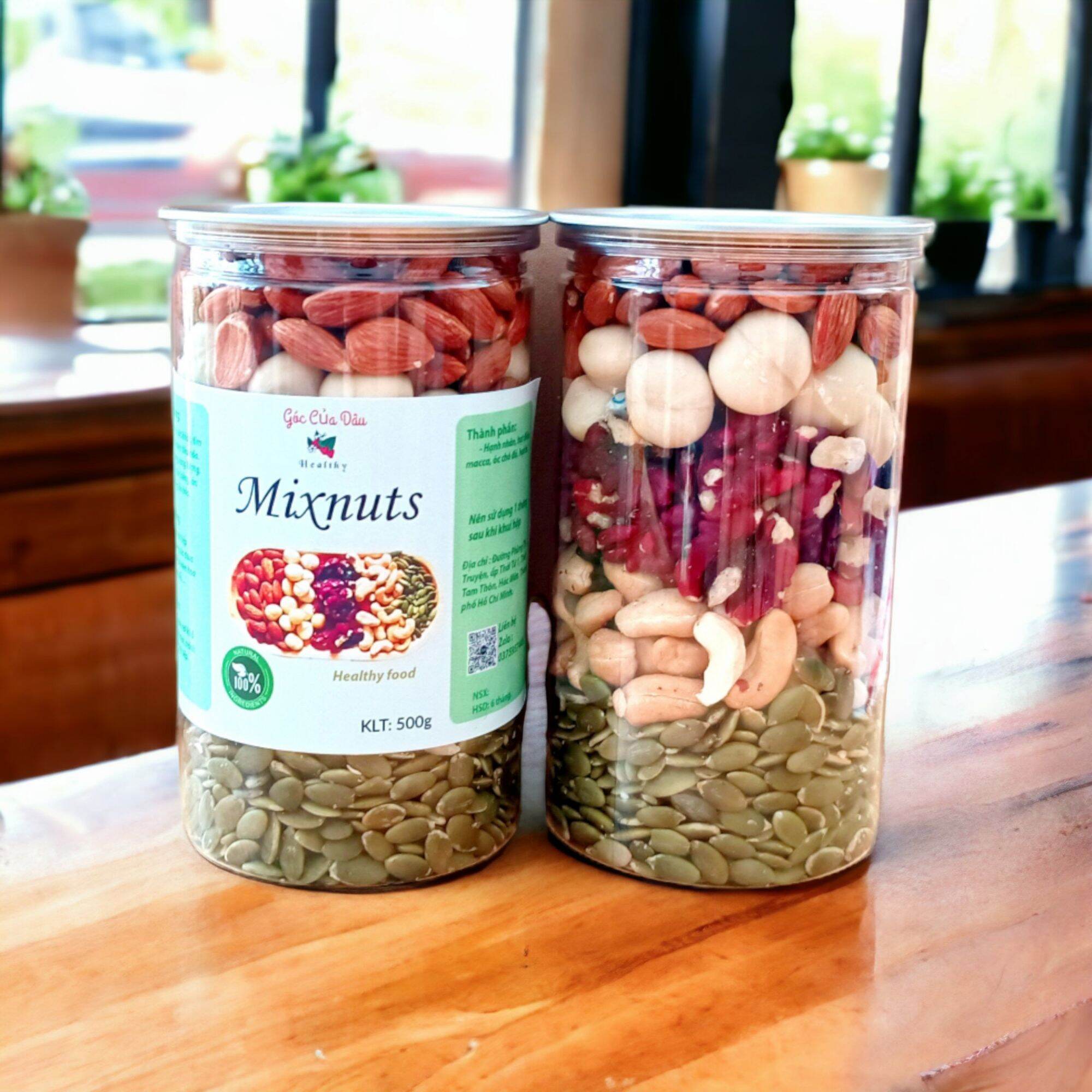 Mix 5 hạt Dinh Dưỡng Không Đường (Óc chó Đỏ, Macca, bí, điều, hạnh nhân) 500g