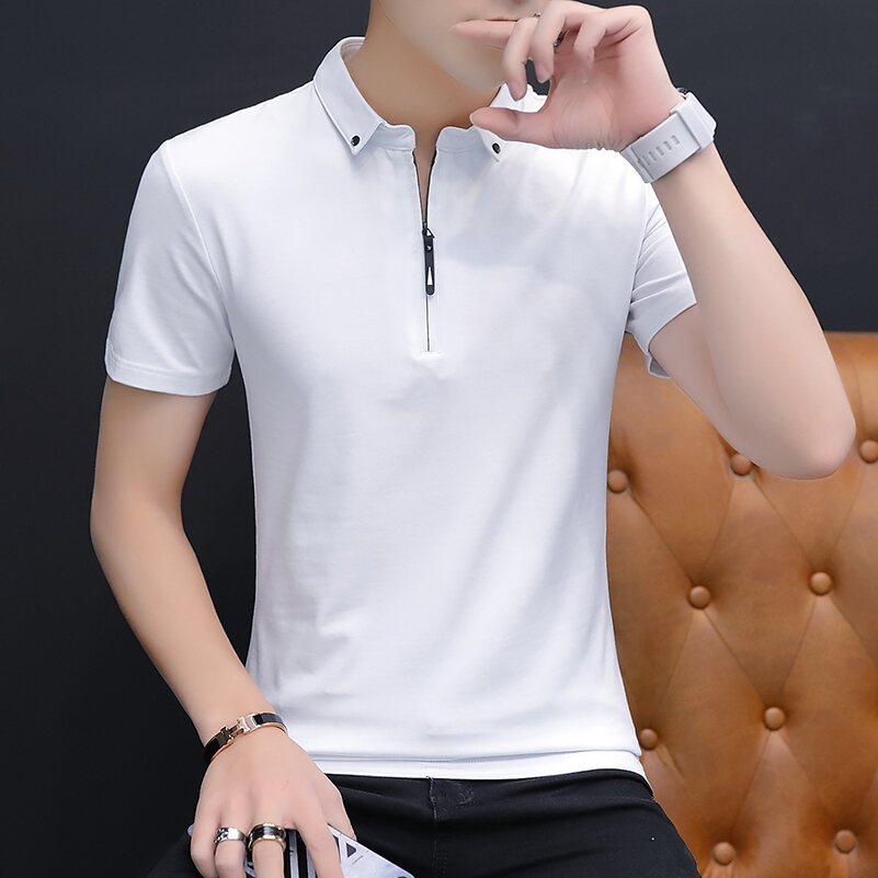 Áo Phông Nam Tay Ngắn Mùa Hè Áo Sơ Mi Cotton Sành Điệu Phong Cách Hàn Quốc Áo Polo Tôn Dáng Cổ Bẻ Vải Viscose Trang Phục Nam Áo