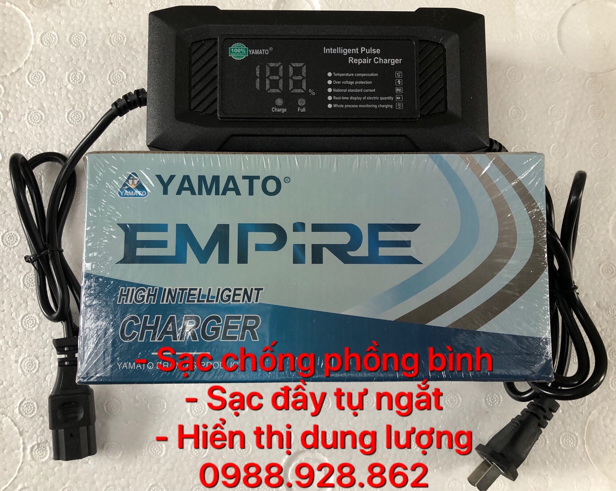 Sạc xe máy điện 48V 12A--&gt;20Ah Chống phồng bình, Sạc EMPIRE hàng cao cấp, có % hiển thị dung lượng pin khi sạc,sạc đầy tự ngắt