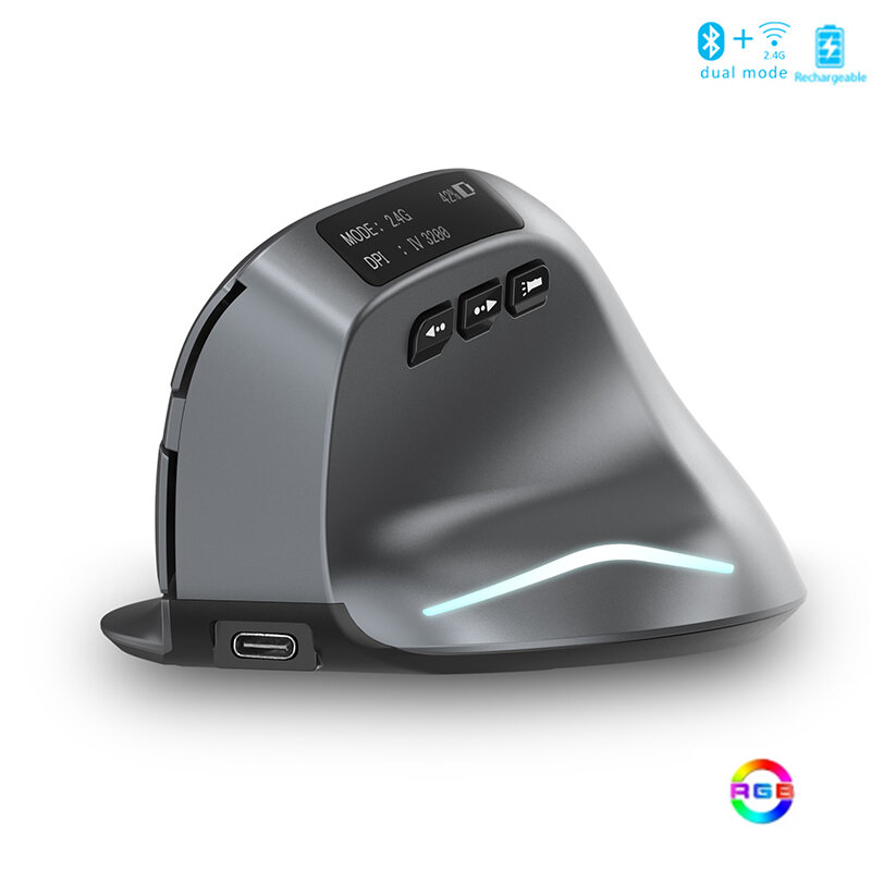 Chuột không dây bluetooth dọc với màn hình oled usb rgb sạc chuột chơi game tiện dụng cho máy tính laptop máy tính bảng
