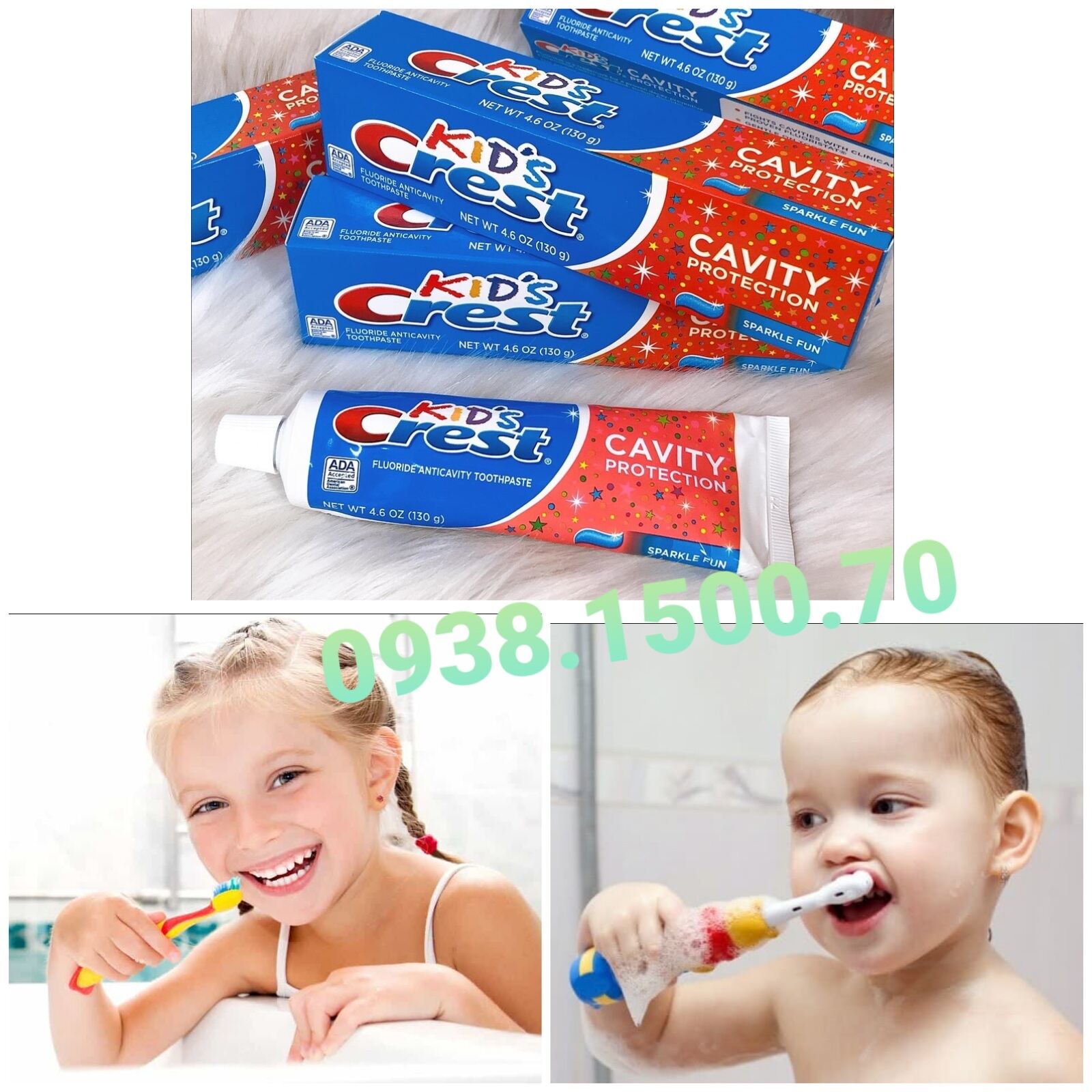 Kem đánh răng KHÔNG ĐƯỜNG CHO TRẺ EM Kid s Crest Cavity Protection Sparkle