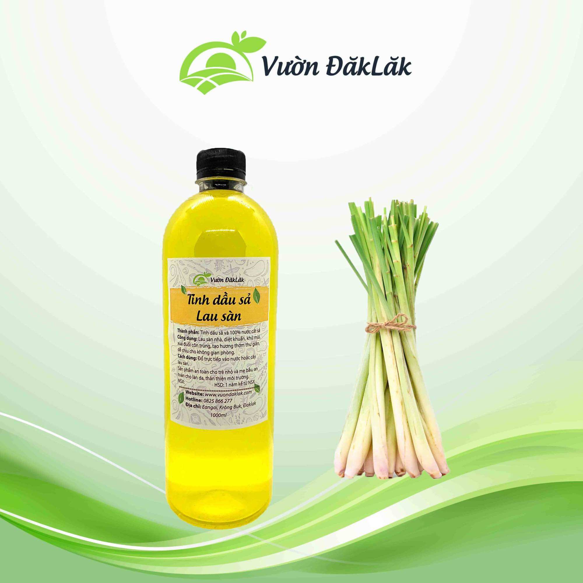 Nước lau sàn tinh dầu sả - Vườn Đăk Lăk, lau sàn khử mùi, đuổi muỗi, côn trùng, hương thơm thư giãn