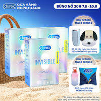 Bộ 3 Hộp Bao Cao Su Durex Invisible Siêu Mỏng, Size 52 mm, Hộp 16 Bao