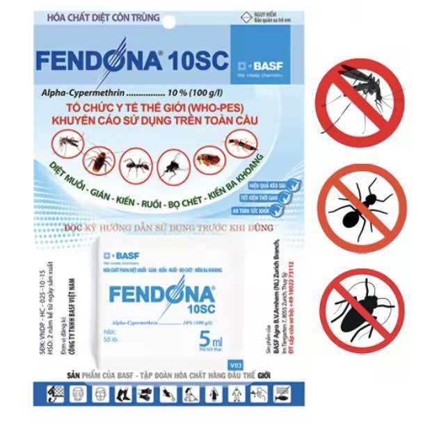 Thuốc diệt muỗi kiến gián ruồi,bọ mạt côn trùng Fendona10SC gói 5ml