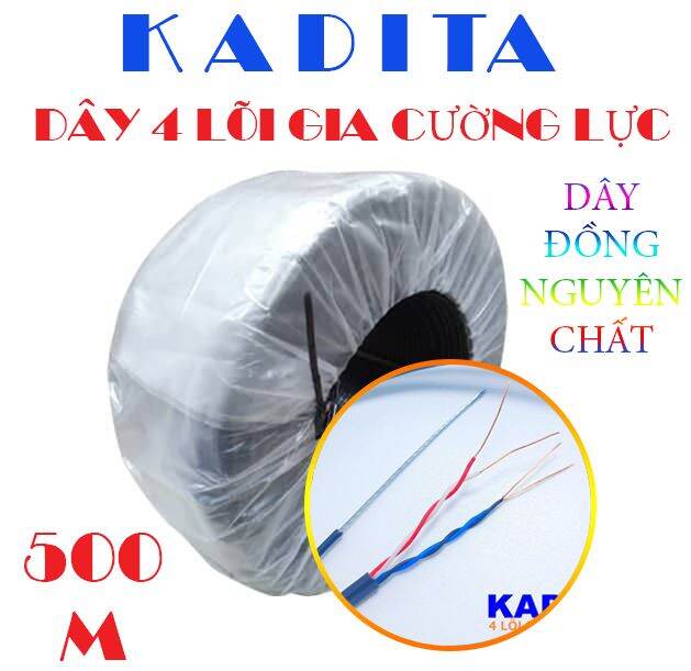 CÁP CAMERA 500M KADITA 4 LÕI - 4X(1 X0.5 MM)CU + ( 7 X 0.33 ) ST DROPWIRE