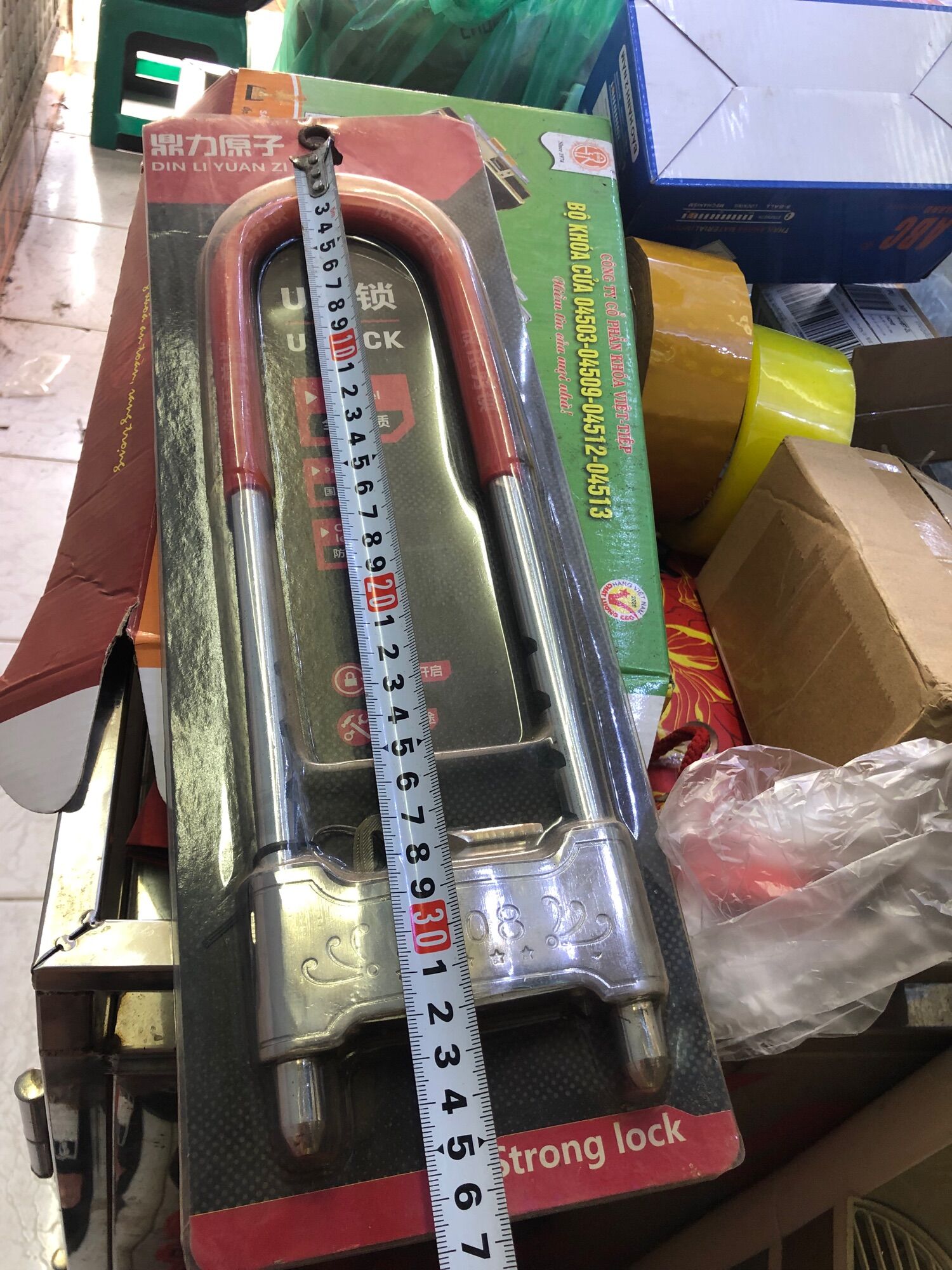 Khoá chữ u dài 34cm khoá cửa kính cường lực, xe máy, xe đạp, khoá nhà, khoá cổng
