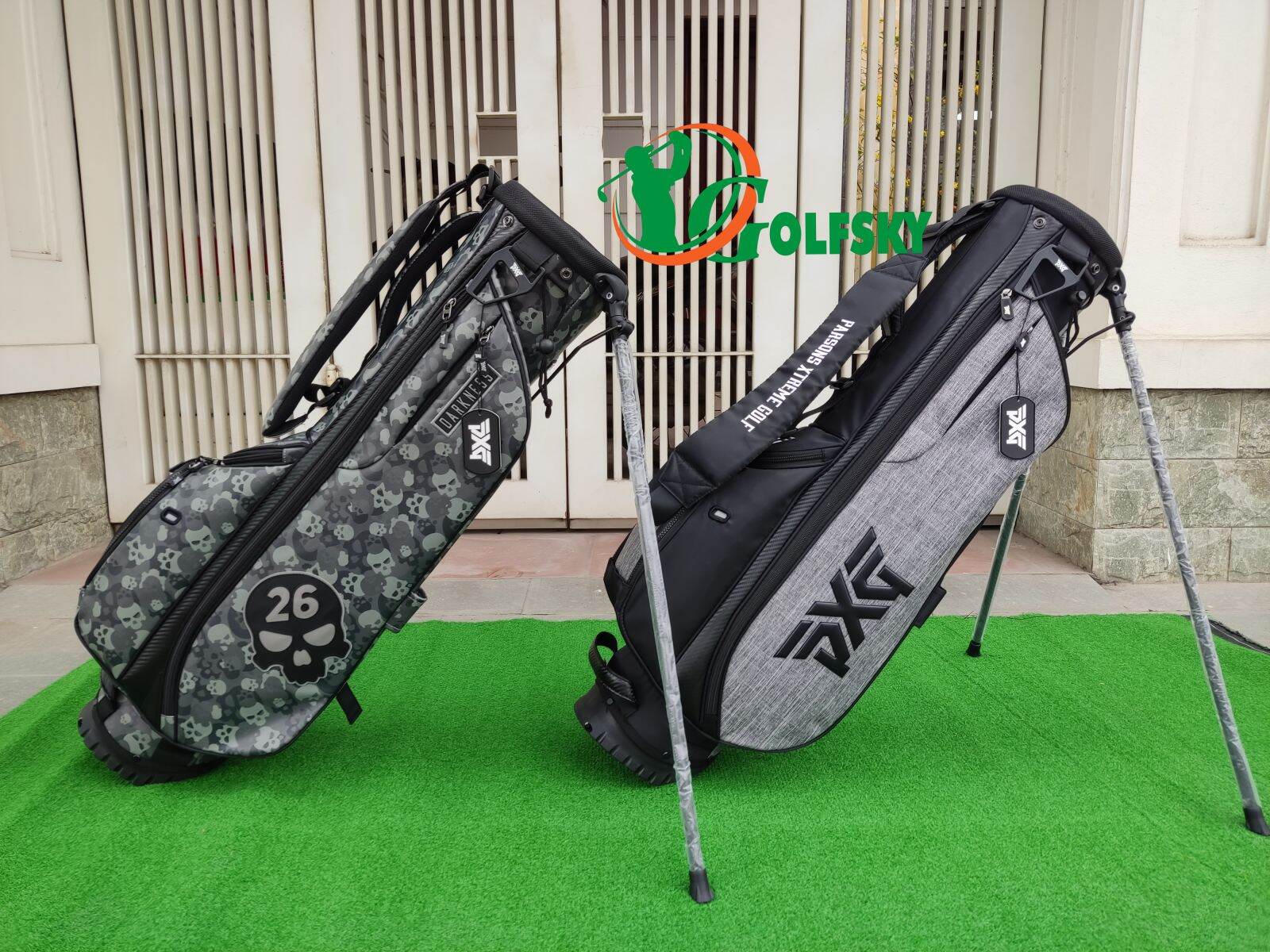 (Kèm cover mũ) Túi gậy golf mini có chân trống đẹp độc lạ, túi đựng 6-8 gậy golf, túi golf Pxg, túi gậy golf Pxg