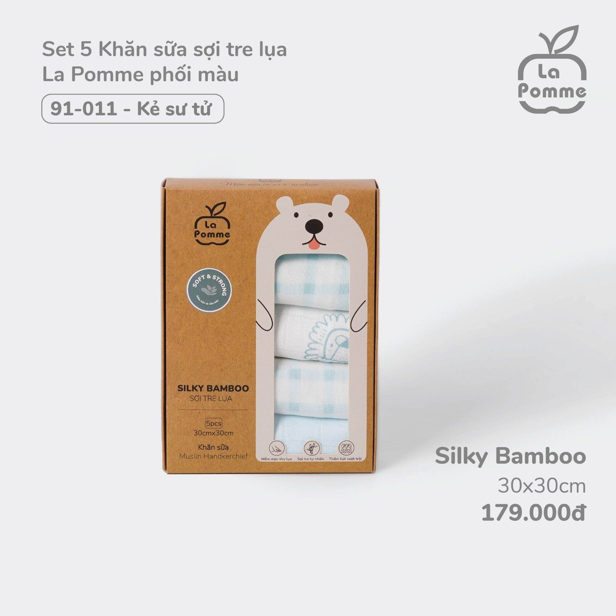 Khăn sữa sợi tre lụa Lapomme 30x30 cm