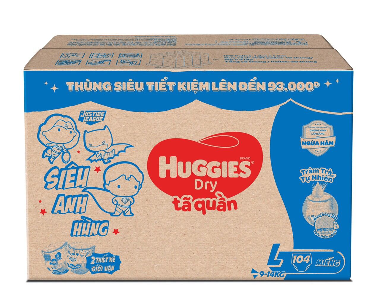 Huggies tả quần size L104 miếng