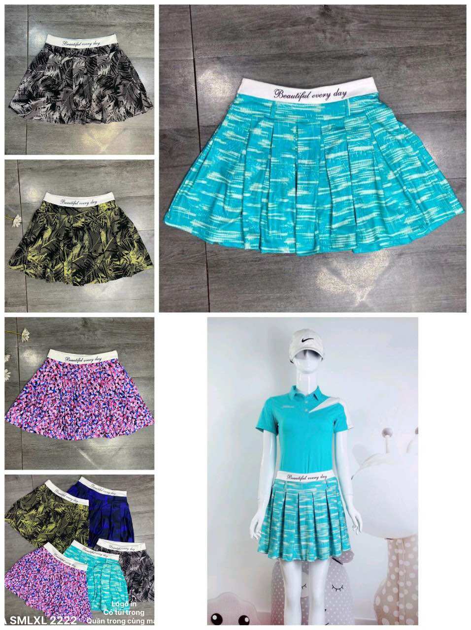 Váy xếp ly xoè golf, tennis, cầu lông nữ siêu xinh, chất đẹp, co giãn, túi bên trong quần